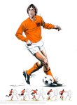 A study by the master of movement of the Cruyff Turn that was first seen at the Fifa World Cup Finals of 1974 and is widely replicated in the modern game. Johan Cruyff was a dutch player who won the Ballon d'Or three times in 1971,1973 and 1974 and the most famous exponent of the Ajax philosophy Total Football and is considered one of the greatest players in football history