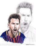 In 2014 Messi achieved a historic treble he became the all time top scorer in La Liga after he surpassed the 59 year old record of 251 goals . Three days later he passed Raul's 71 goals to become the top scorer in the history of the Champions League . Messi finally became the all time goal scorer in the Derbi barceloni afyer scoring a hat trick against Espanyol and moving onto 12 goals. The picture of Messi was published in the Guardian to promote the 2014 FIFA World Cup in which Argentina came Runners Up